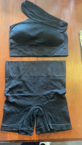 Black Shorts and crop top to workout in