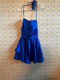 Royal blue satin mini dress