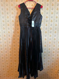 Black Satin dress with a pleated skirt