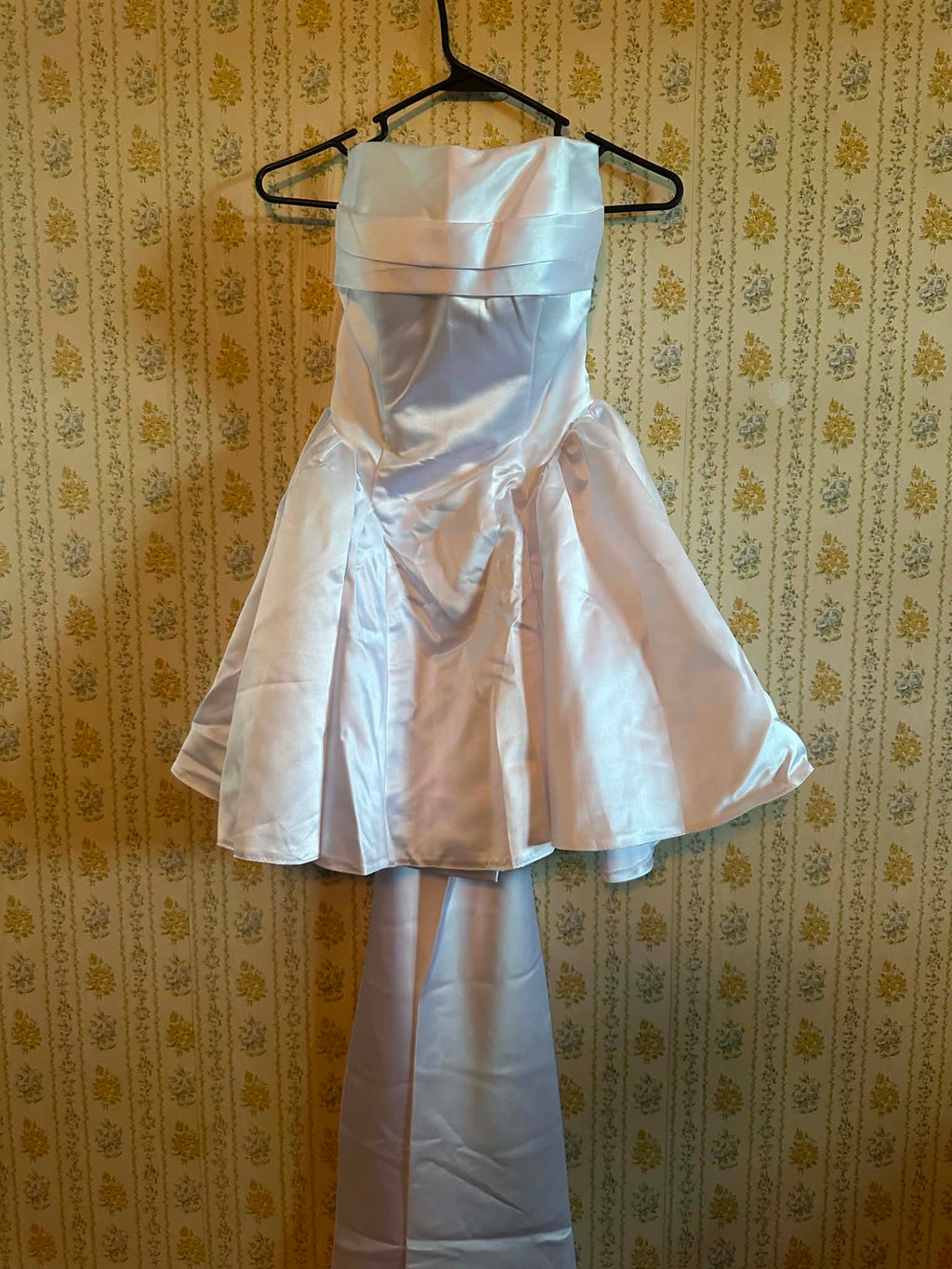 White satin baby doll style dress