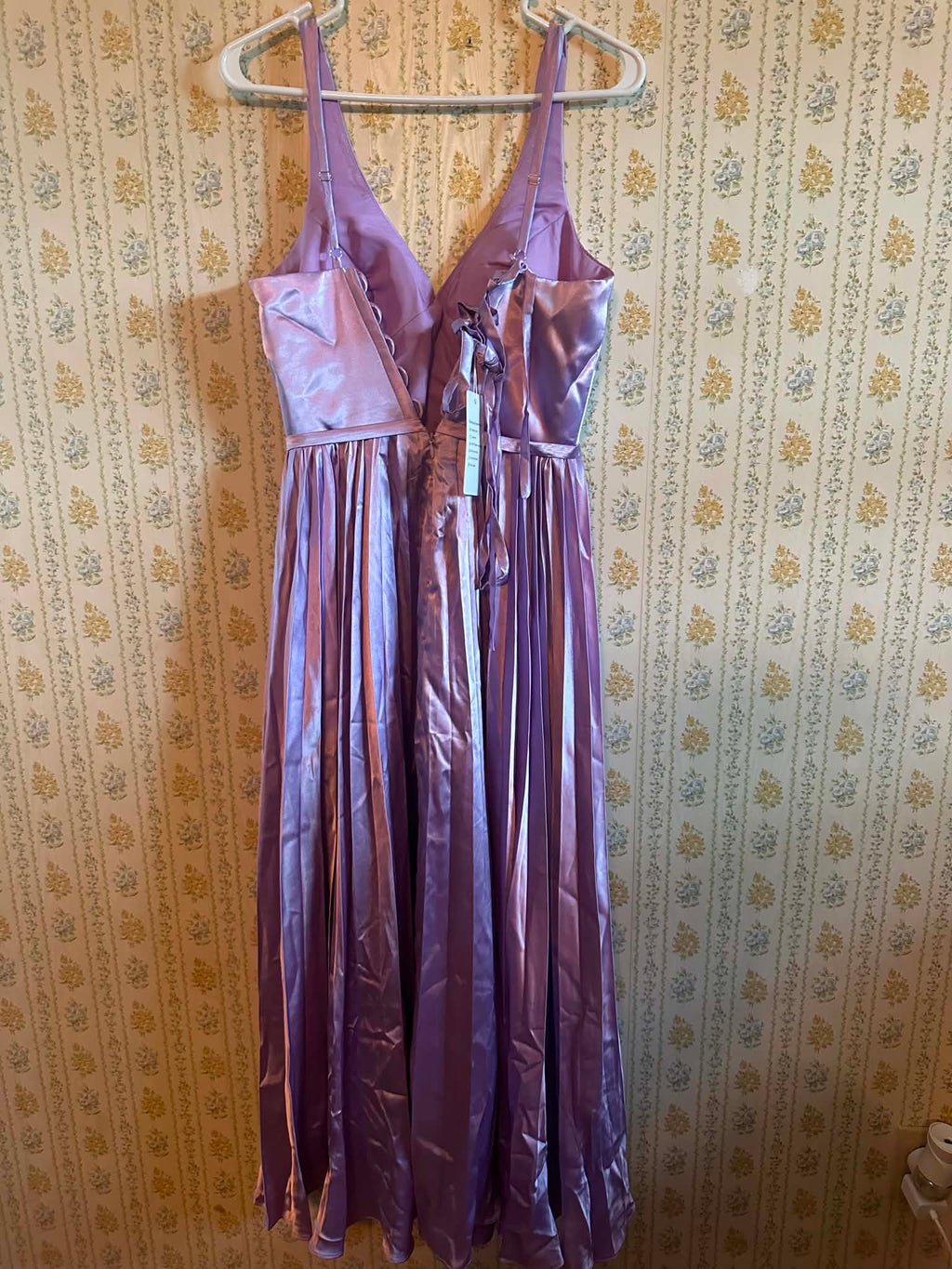 Metallic lavender-purple halter neck maxi dress