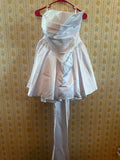 White satin strapless short dress