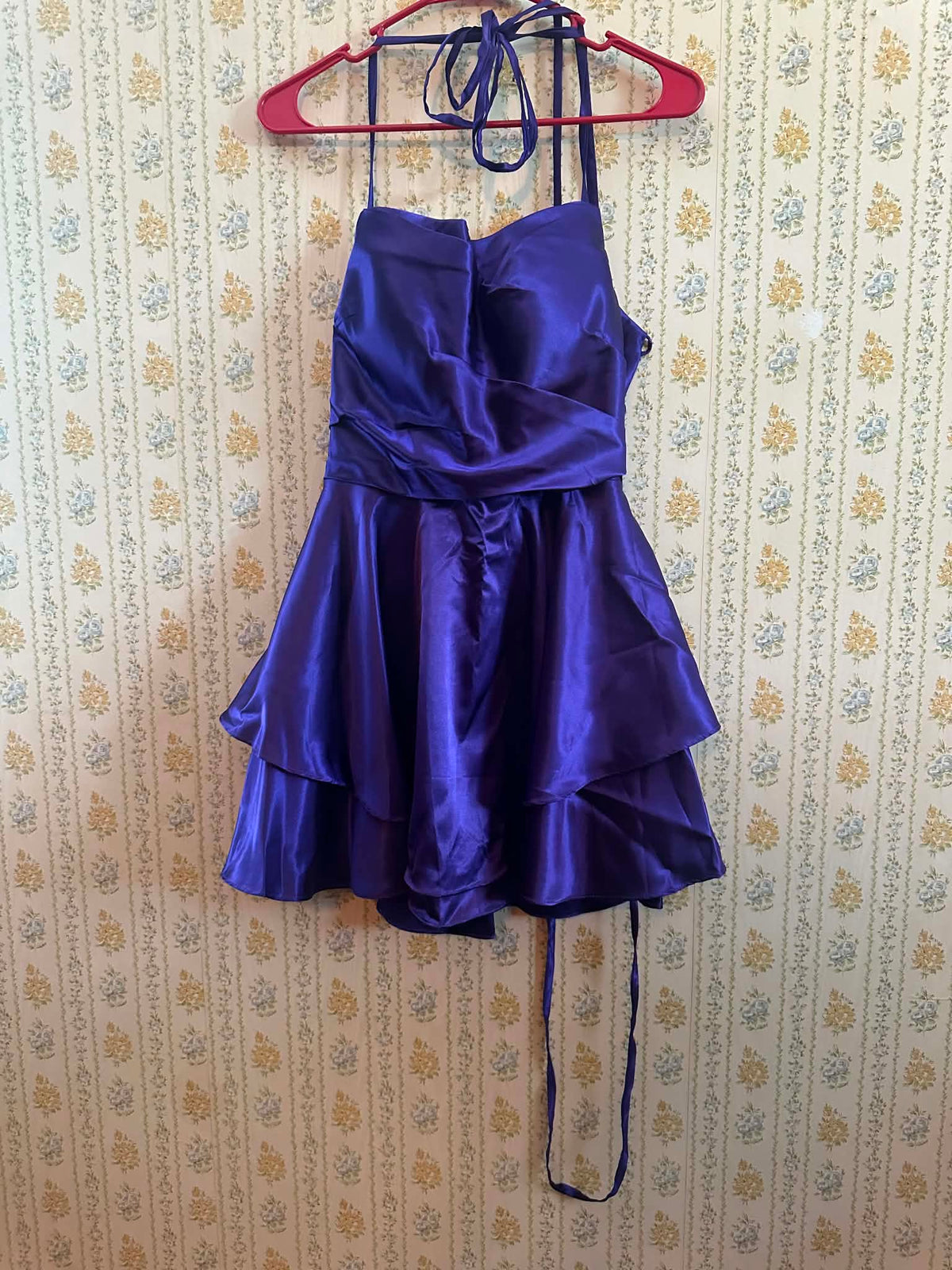 Mini purple satin dress
